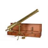 A VICTORIAN LACQUERED BRASS 3.25-INCH REFRACTING TELESCOPE