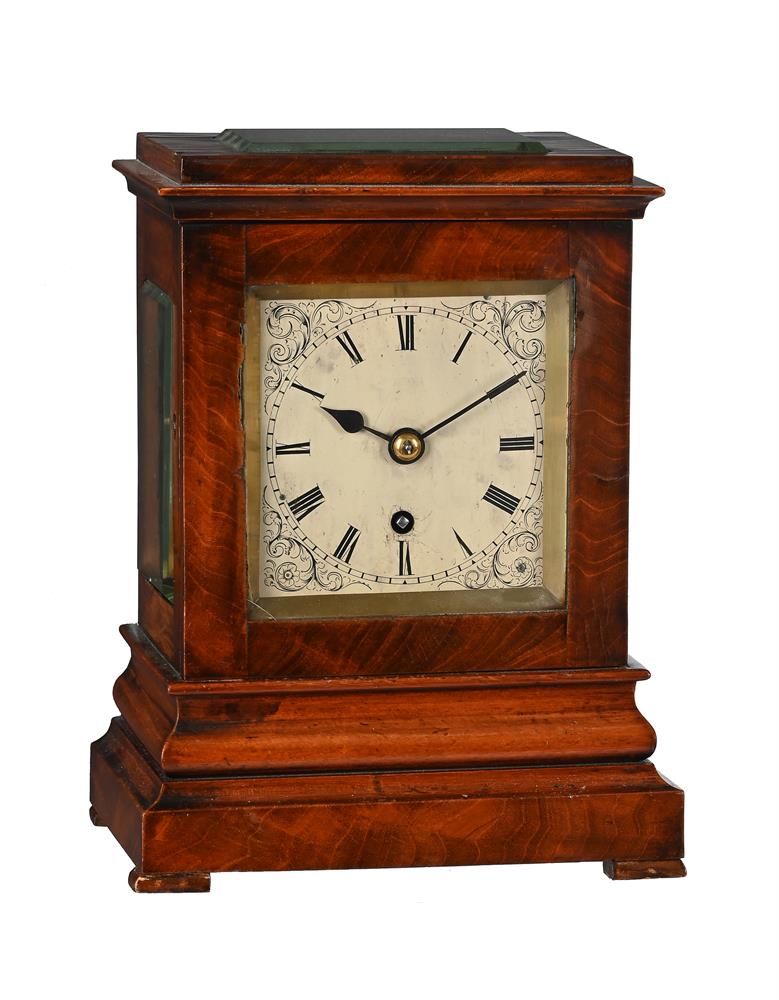 A VICTORIAN SMALL MAHOGANY FIVE-GLASS MANTEL TIMEPIECE