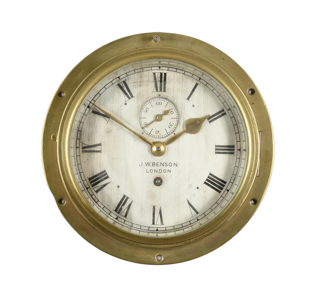 A VICTORIAN BRASS SHIP'S BULKHEAD TIMEPIECE