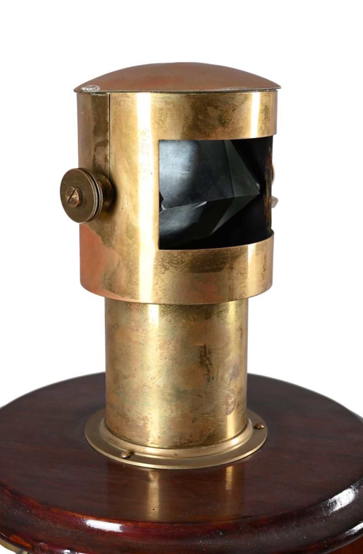 A BRASS-CASED REFLECTING PRISM ON MAHOGANY TRIPOD STAND - Image 3 of 3