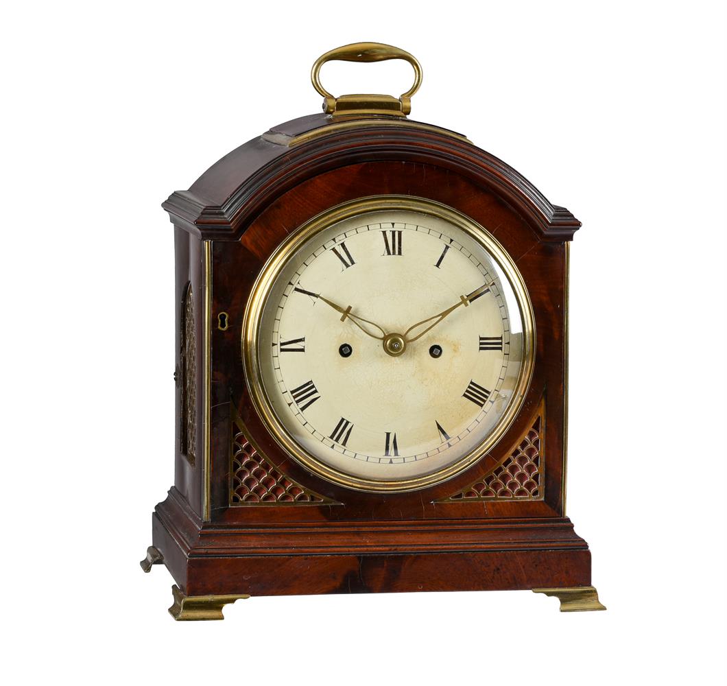 A GEORGE III BRASS MOUNTED MAHOGANY BRACKET CLOCK WITH TRIP-HOUR REPEAT