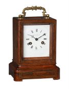 Y A FRENCH BRASS INLAID ROSEWOOD CARRIAGE CLOCK