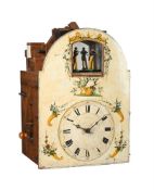 A GERMAN BLACK FOREST WOODEN WEIGHT-DRIVEN ORGAN CLOCK MOVEMENT AND DIAL WITH AUTOMATON