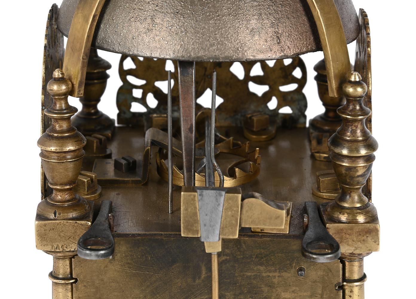 A CHARLES II MINIATURE BRASS LANTERN TIMEPIECE WITH ALARM - Image 7 of 7
