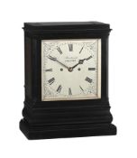 AN EARLY VICTORIAN EBONISED FIVE-GLASS MANTEL CLOCK