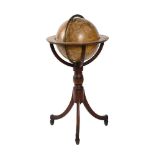 A GEORGE IV TWELVE-INCH TERRESTRIAL FLOOR-STANDING LIBRARY GLOBE