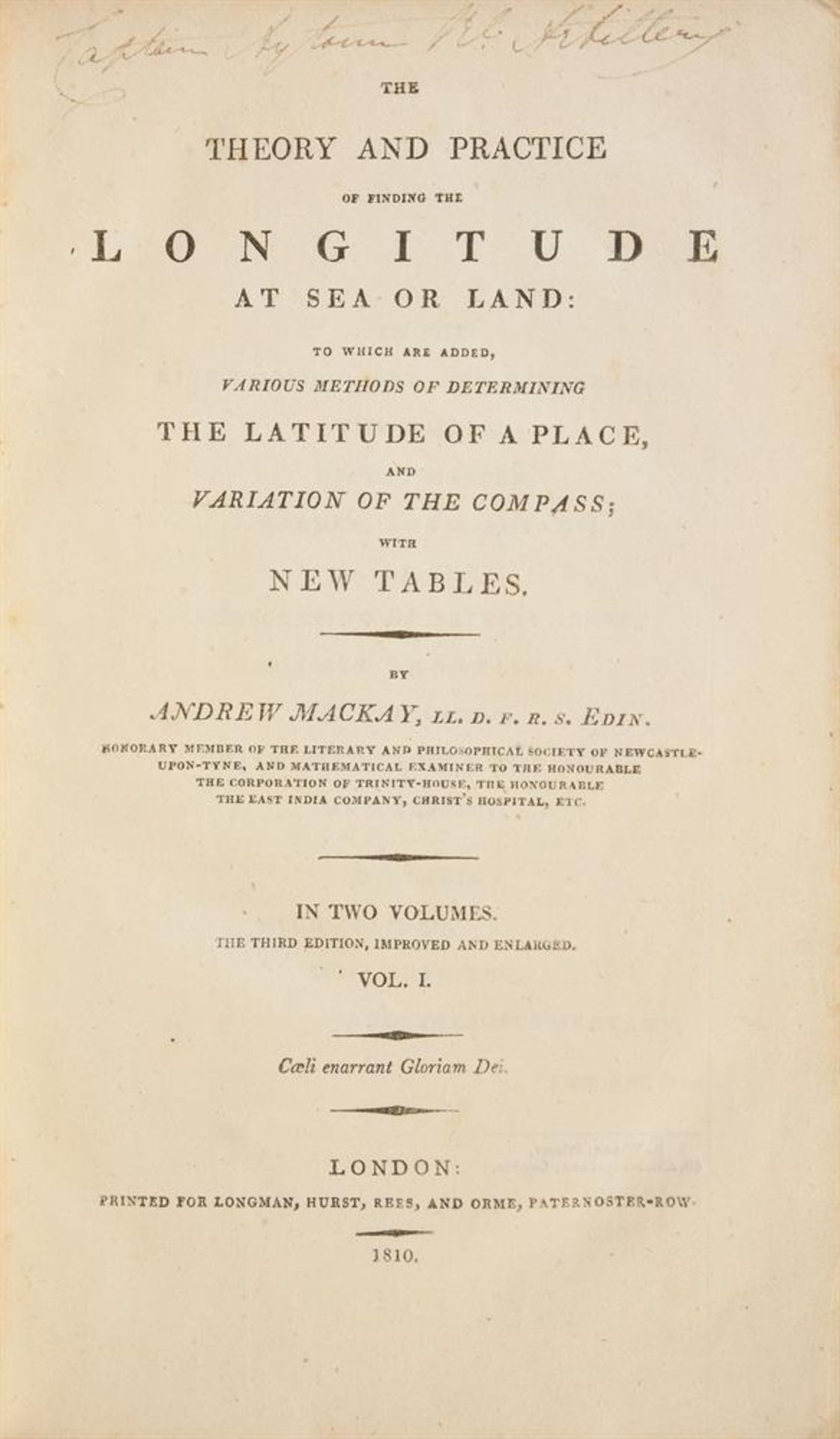 Ɵ MACKAY, ANDREW 'THE THEORY AND PRACTICE OF FINDING THE LONGITUDE AT SEA OR LAND:' - Image 5 of 8
