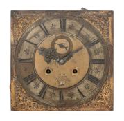 A WILLIAM III MONTH DURATION LONGCASE CLOCK MOVEMENT AND DIAL