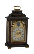A FINE GEORGE II BRASS MOUNTED EBONISED TABLE CLOCK WITH PULL-QUARTER REPEAT ON SIX BELLS