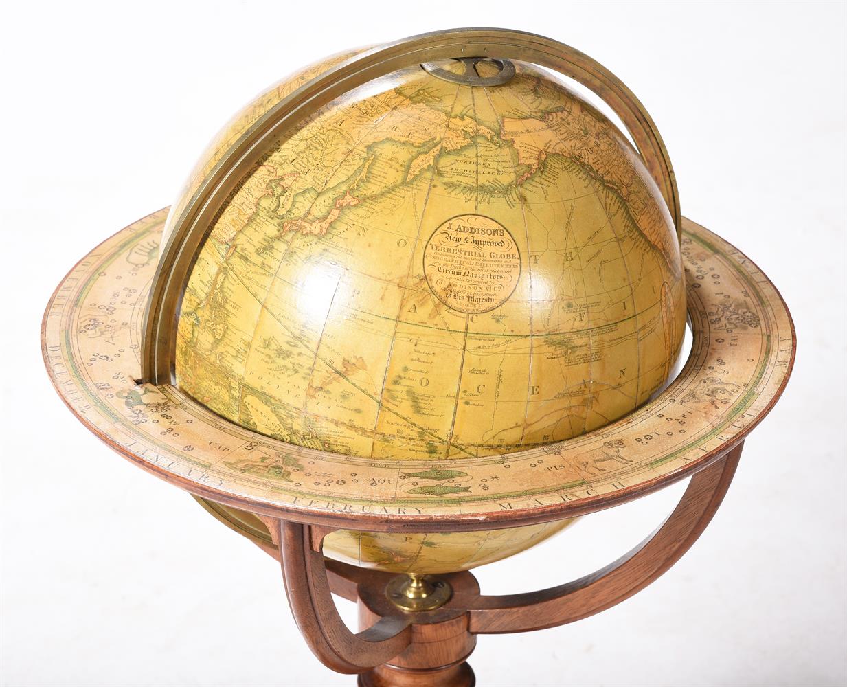 A WILLIAM IV TWELVE-INCH TERRESTRIAL LIBRARY TABLE GLOBE - Image 3 of 6