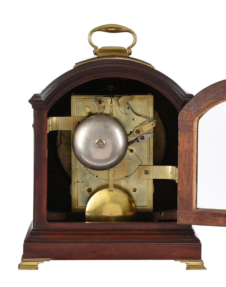 A GEORGE III BRASS MOUNTED MAHOGANY BRACKET CLOCK WITH TRIP-HOUR REPEAT - Image 2 of 3