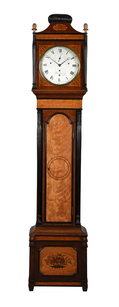 A FINE GEORGE III INLAID SATINWOOD QUARTER-CHIMING EIGHT-DAY LONGCASE CLOCK IN THE SHERATON MANNER - Image 2 of 8