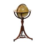 AN EARLY VICTORIAN TWELVE-INCH TERRESTRIAL FLOOR-STANDING LIBRARY GLOBE