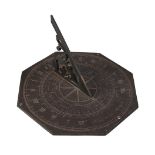 A VICTORIAN PROBABLY SCOTTISH SLATE OCTAGONAL GARDEN SUNDIAL