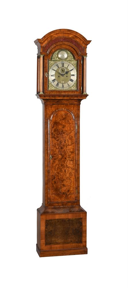 A GEORGE II WALNUT EIGHT-DAY LONGCASE CLOCK