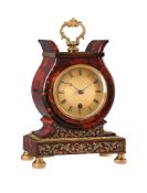 Y A WILLIAM IV BOULLE LYRE-SHAPED CARRIAGE OR MANTEL TIMEPIECE