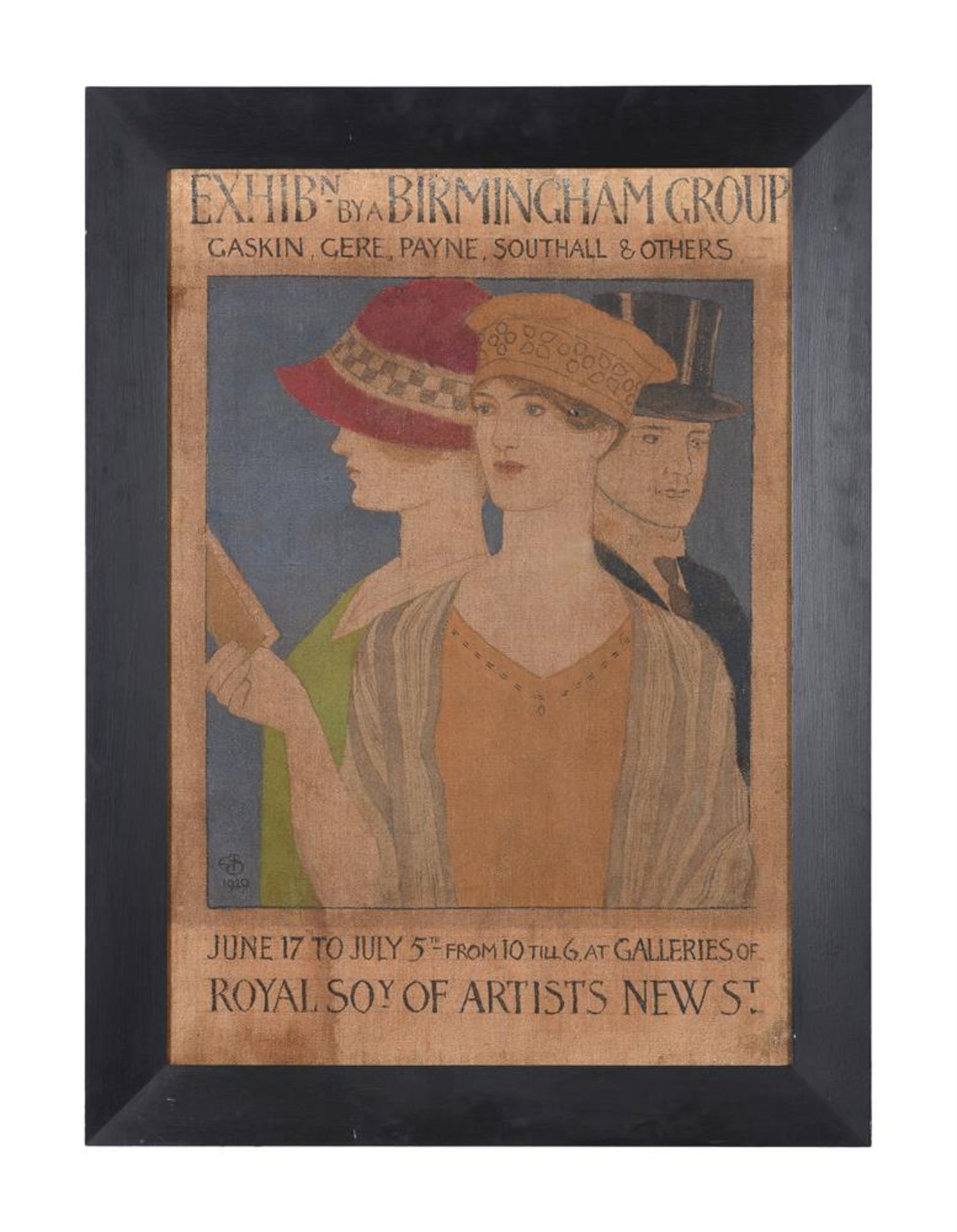 JOSEPH SOUTHALL (BRITISH 1861-1944), VISITORS TO AN EXHIBITION: DESIGN FOR A POSTER - Image 2 of 3