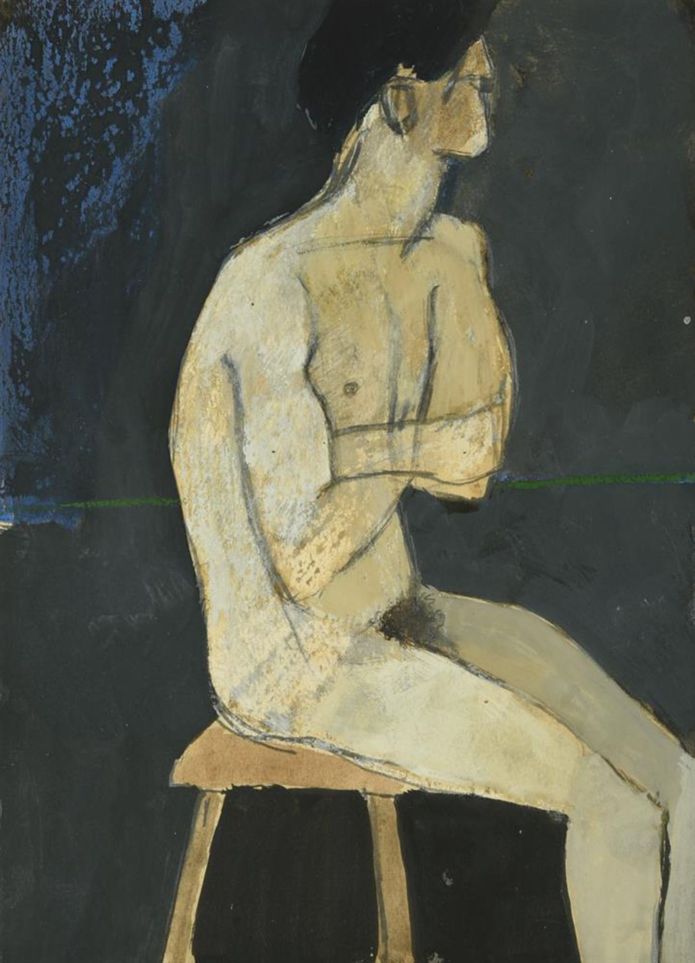 λ KEITH VAUGHAN (BRITISH 1912-1977), NUDE WITH FOLDED ARMS