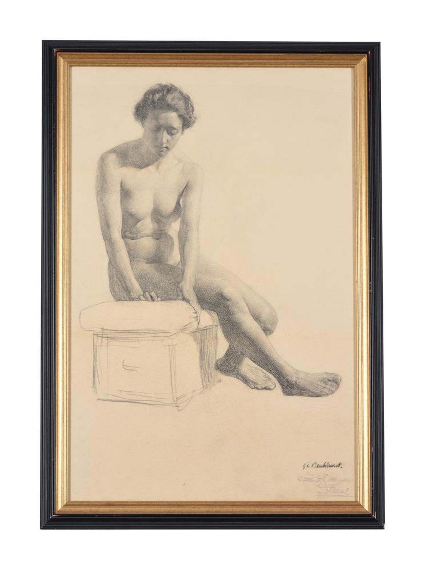 λ GERALD LESLIE BROCKHURST (BRITISH 1890-1978), SEATED FEMALE NUDE - Bild 2 aus 4