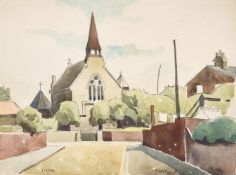 λ ELWIN HAWTHORNE (BRITISH 1905-1954), ST. ANDREW'S CHURCH, ROMFORD
