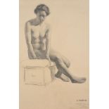 λ GERALD LESLIE BROCKHURST (BRITISH 1890-1978), SEATED FEMALE NUDE