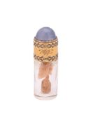 A FRENCH GOLD, STAR SAPPHIRE, DIAMOND AND GLASS SCENT BOTTLE 19TH CENTURY