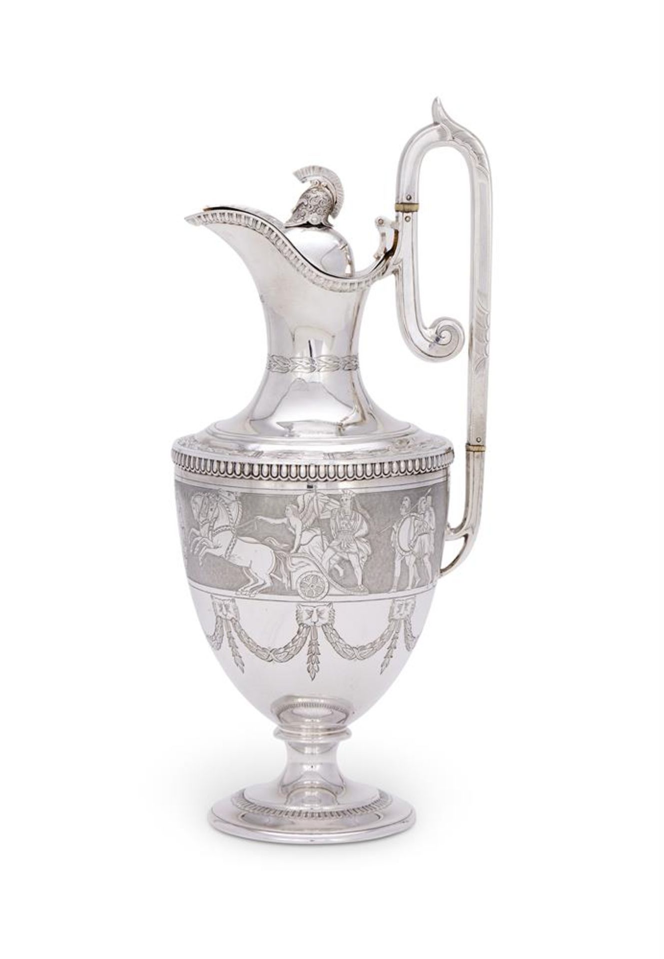 Y A CASED VICTORIAN SILVER EWER