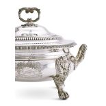 A GEORGE III SILVER CIRCULAR SOUP TUREEN AND COVER