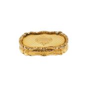 NATHANIEL MILLS, A VICTORIAN 18 CARAT GOLD SHAPED OBLONG VINAIGRETTE, BIRMINGHAM 1855