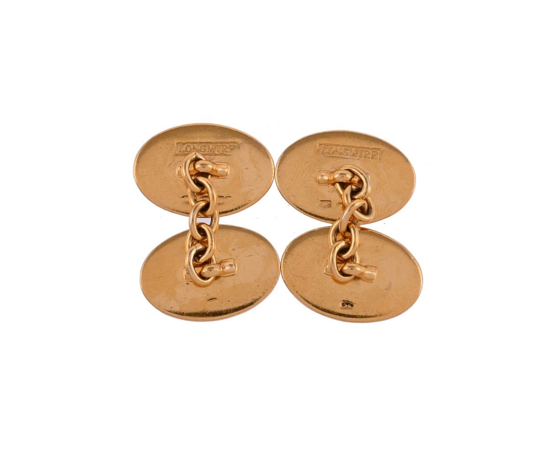 LONGMIRE, A PAIR OF 9 CARAT GOLD CUFFLINKS WITH THE CYPHER QUEEN ELIZABETH II - Bild 2 aus 2