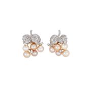 A PAIR OF DIAMOND AND CULTURED PEARL GRAPE BUNCH EARRINGS
