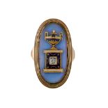 A GEORGE III ENAMELLED PANEL MOURNING RING, CIRCA 1792