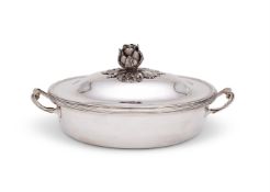 A FRENCH SILVER OVAL ENTREE DISH AND COVER