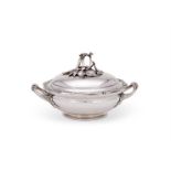 A FRENCH SILVER ENTREE DISH, LINER AND COVER
