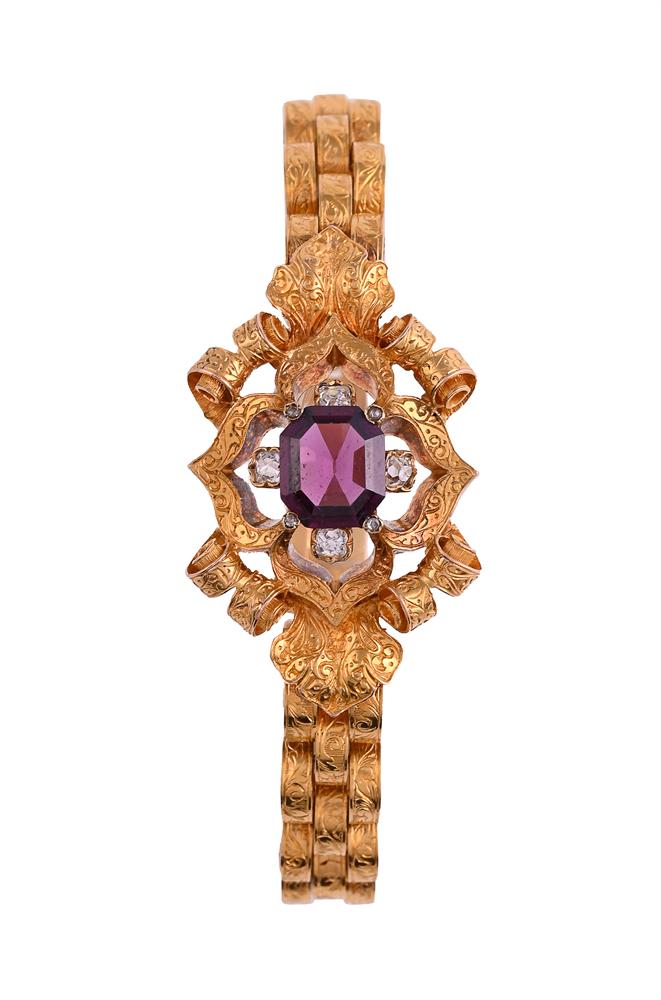 A FRENCH MID 19TH CENTURY GOLD, GARNET AND DIAMOND BRACELET, CIRCA 1860