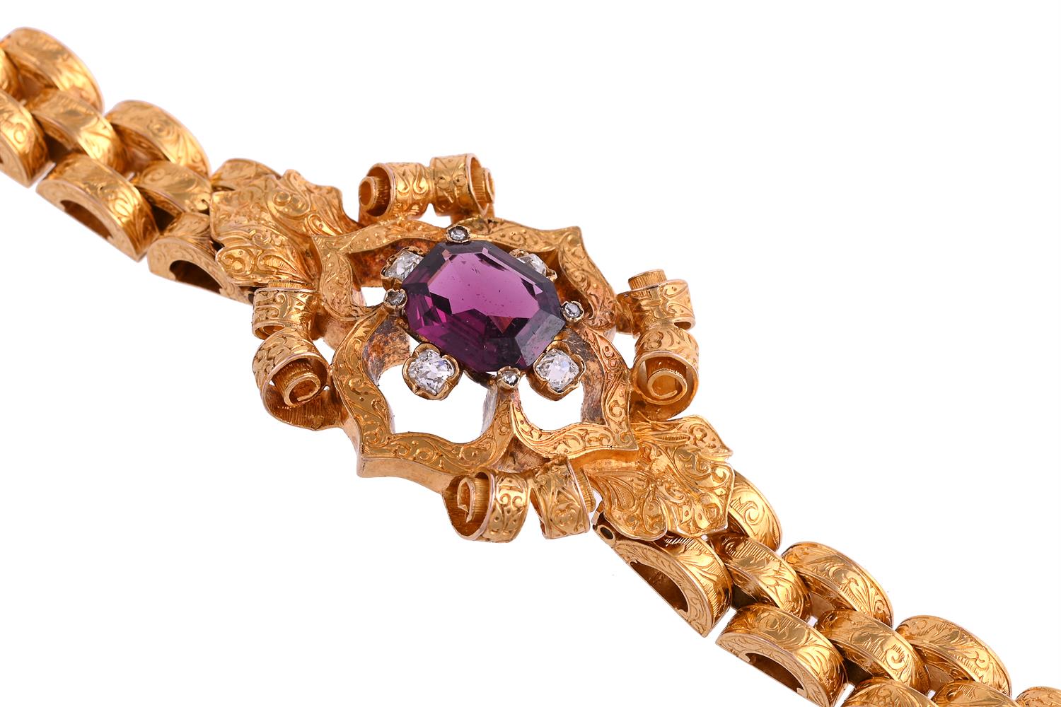 A FRENCH MID 19TH CENTURY GOLD, GARNET AND DIAMOND BRACELET, CIRCA 1860 - Image 2 of 4