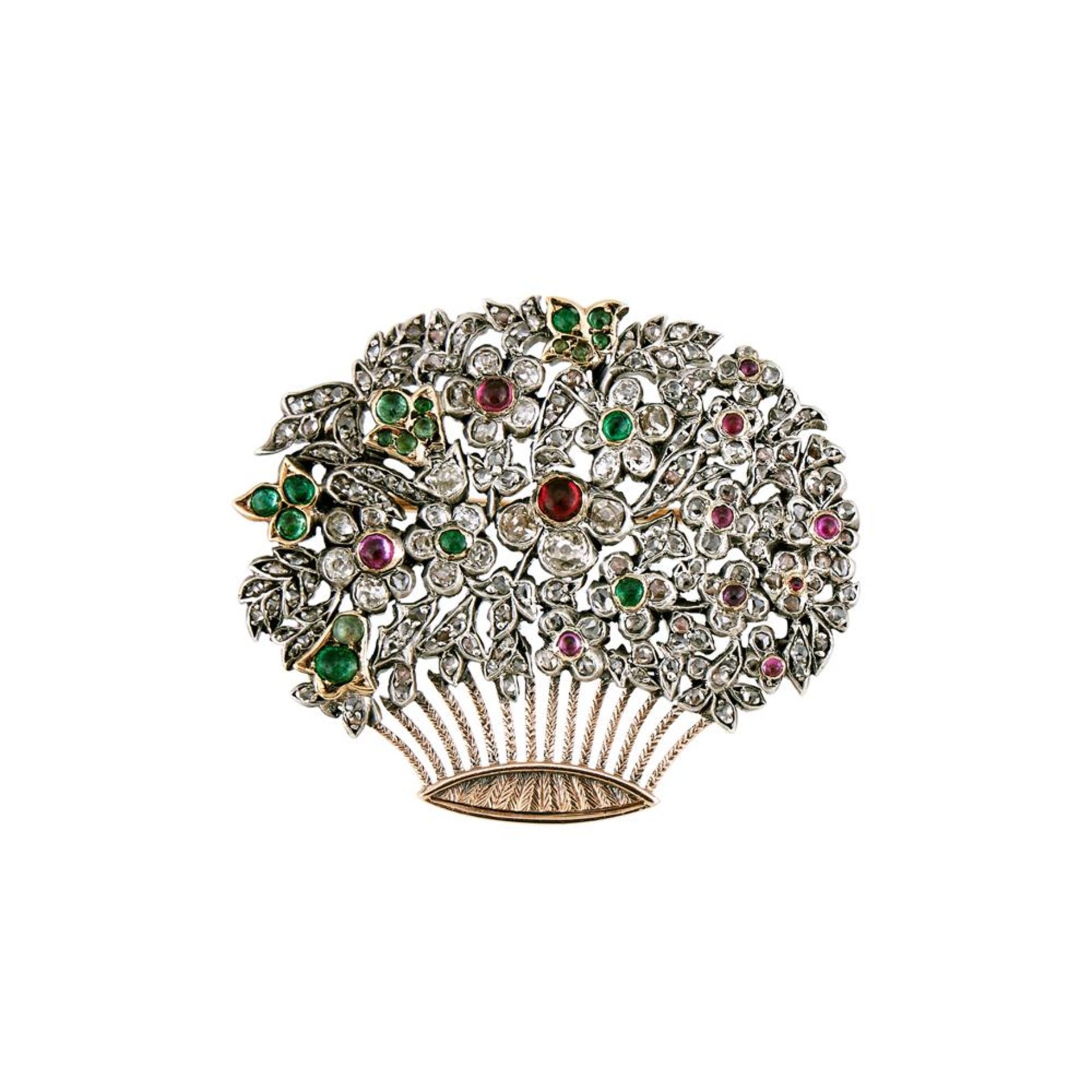 A 19TH CENTURY MULTI GEM SET GIARDINETTO BROOCH