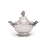 A FRENCH SILVER SOUP TUREEN AND COVER