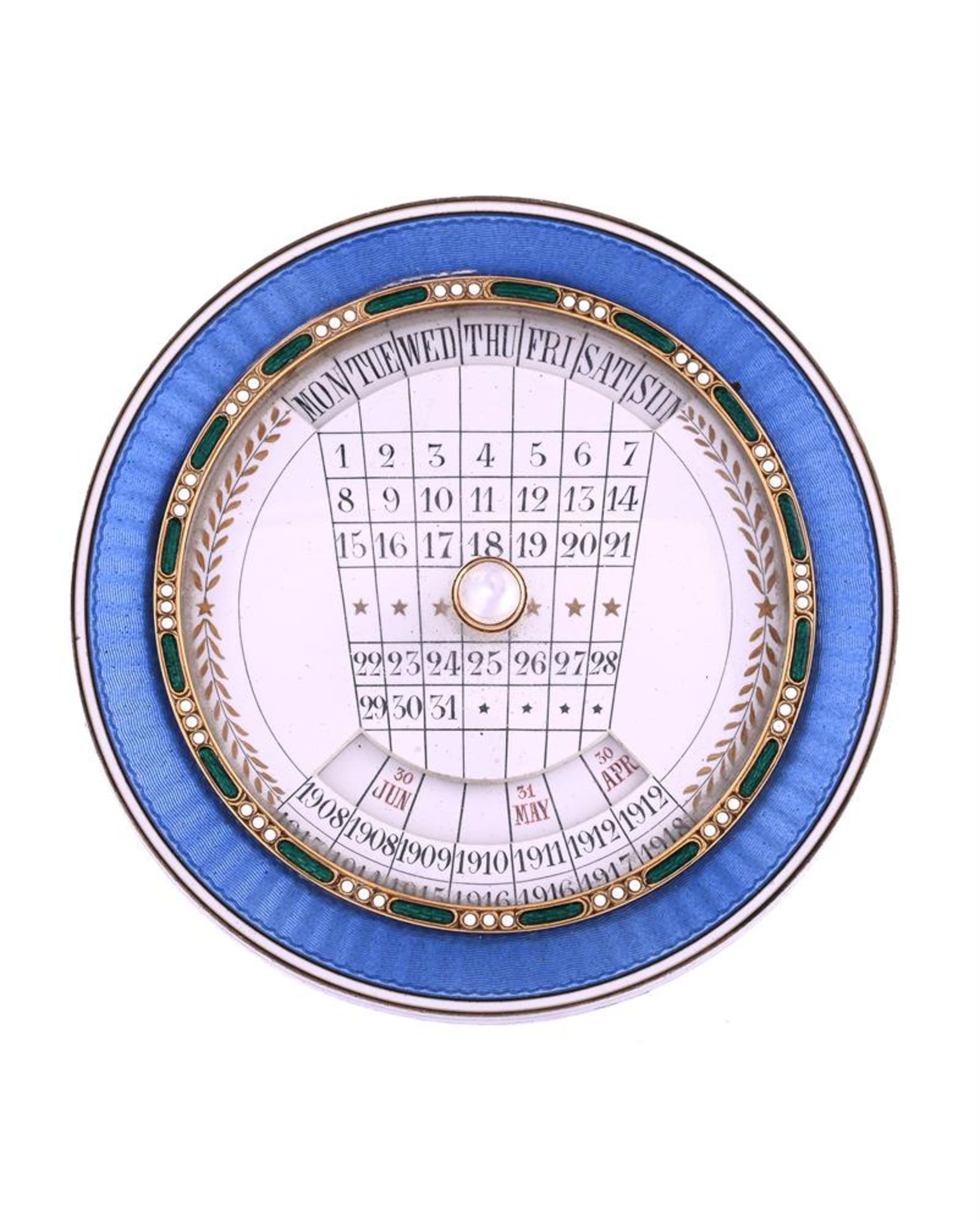 Y CARTIER, AN ENAMELLED, MOONSTONE AND IVORY DESK CALENDAR - Bild 2 aus 2