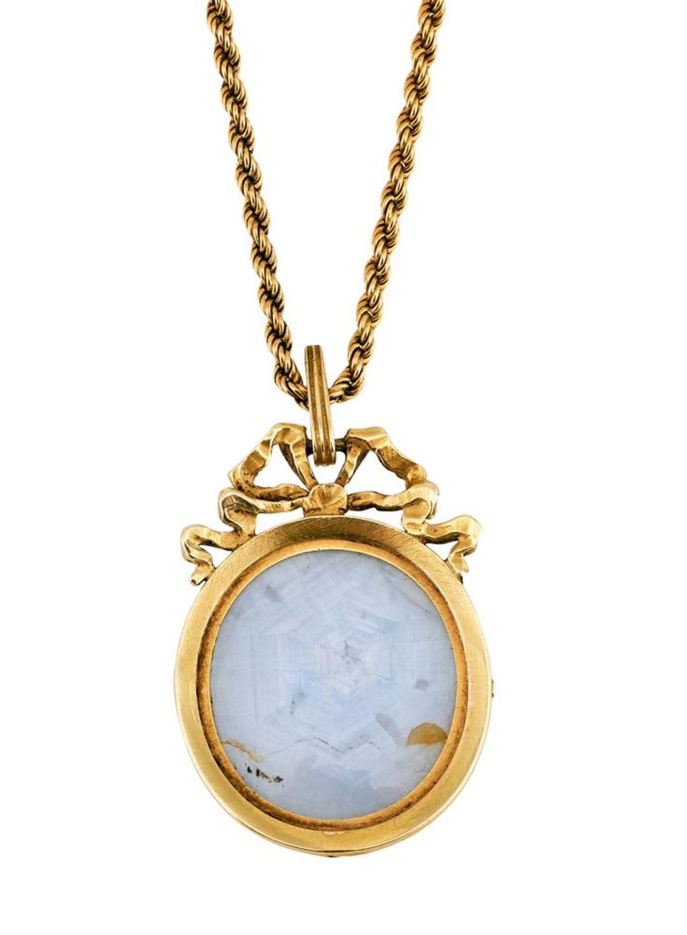 A FRENCH LATE 19TH CENTURY GOLD AND STAR SAPPHIRE PENDANT - Image 2 of 2