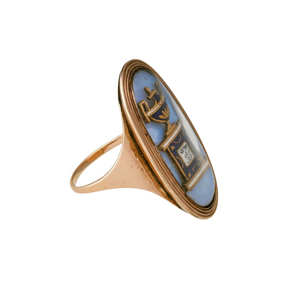 A GEORGE III ENAMELLED PANEL MOURNING RING, CIRCA 1792 - Image 2 of 2
