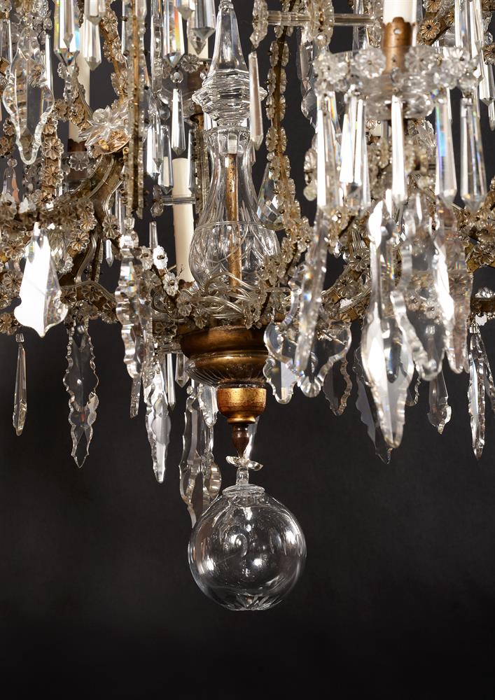 A LARGE ITALIAN CUT-GLASS AND GILT IRON TWENTY EIGHT-LIGHT CHANDELIER, PIEDMONTESE - Image 11 of 12