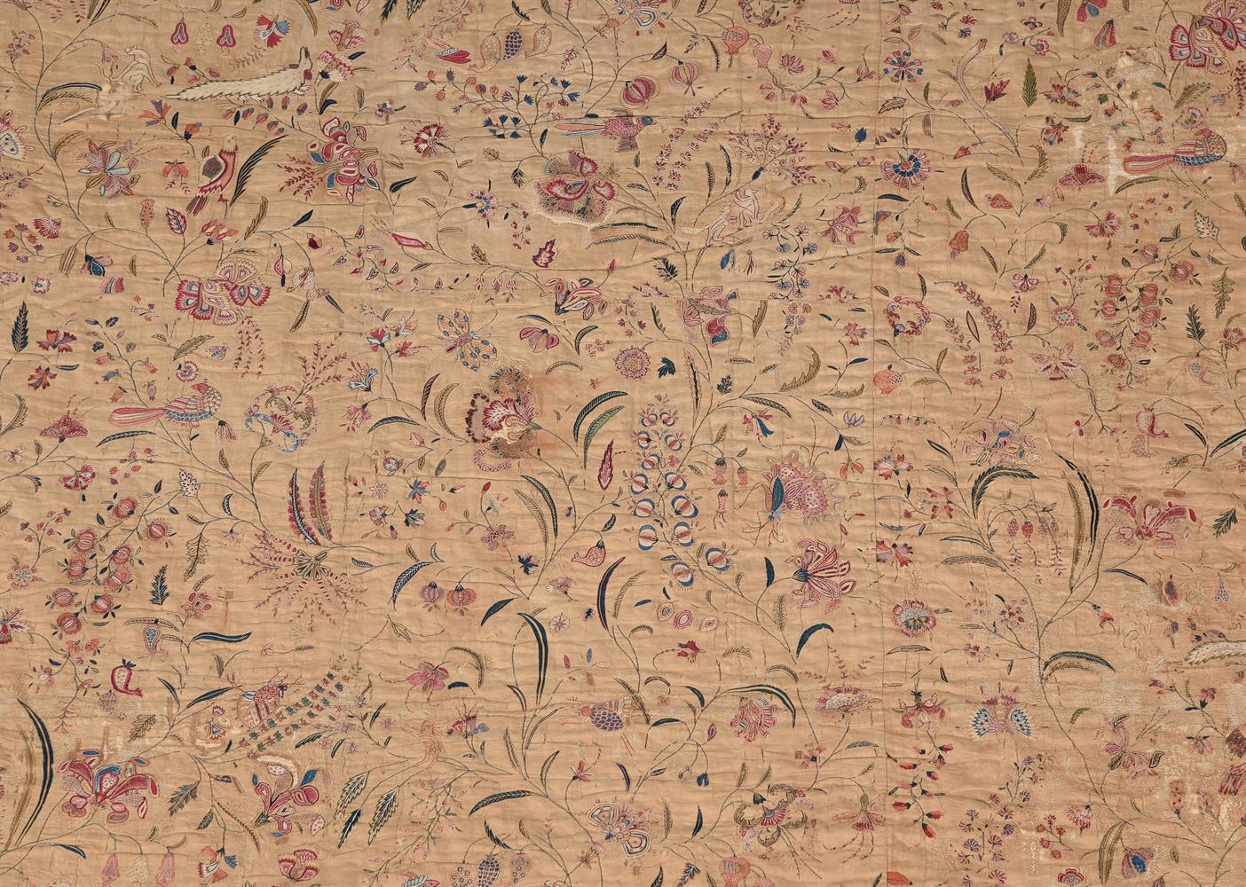 A FINELY EMBROIDERED MUGHAL SUMMER CARPET OR FLOOR SPREAD, INDIAN, 18TH/19TH CENTURY - Image 2 of 6