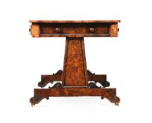 Y A REGENCY BURR YEW, ROSEWOOD AND SIMULATED ROSEWOOD LIBRARY TABLE, CIRCA 1820