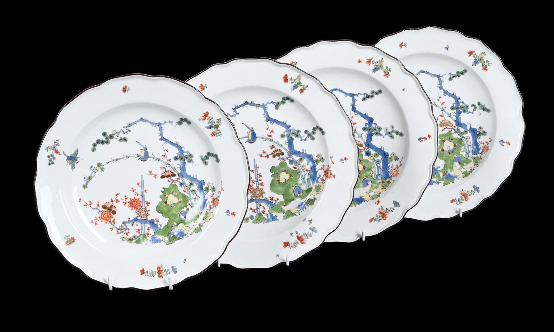 FOUR MEISSEN 'KAKIEMON' PLATES, MID 18TH CENTURY