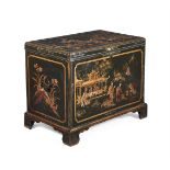 A GEORGE II GREEN LACQUER AND CHINOISERIE DECORATED CHEST, CIRCA 1750