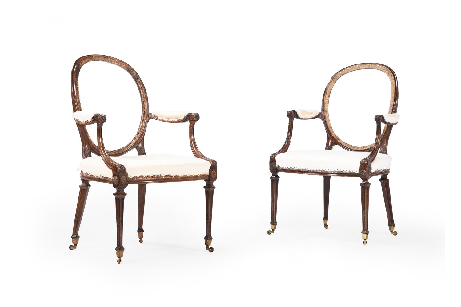 A PAIR OF GEORGE III BEECHWOOD ARMCHAIRSIN THE MANNER OF JOHN LINNELL