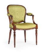 A GEORGE III MAHOGANY ARMCHAIR, ATTRIBUTED TO JOHN LINNELL, CIRCA 1780