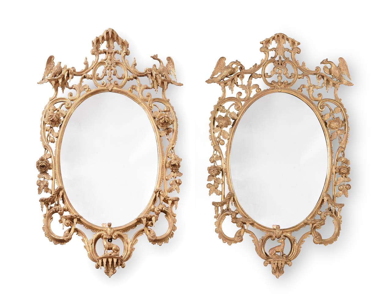 A PAIR OF GEORGE III CARVED GILTWOOD WALL MIRRORS, CIRCA 1765