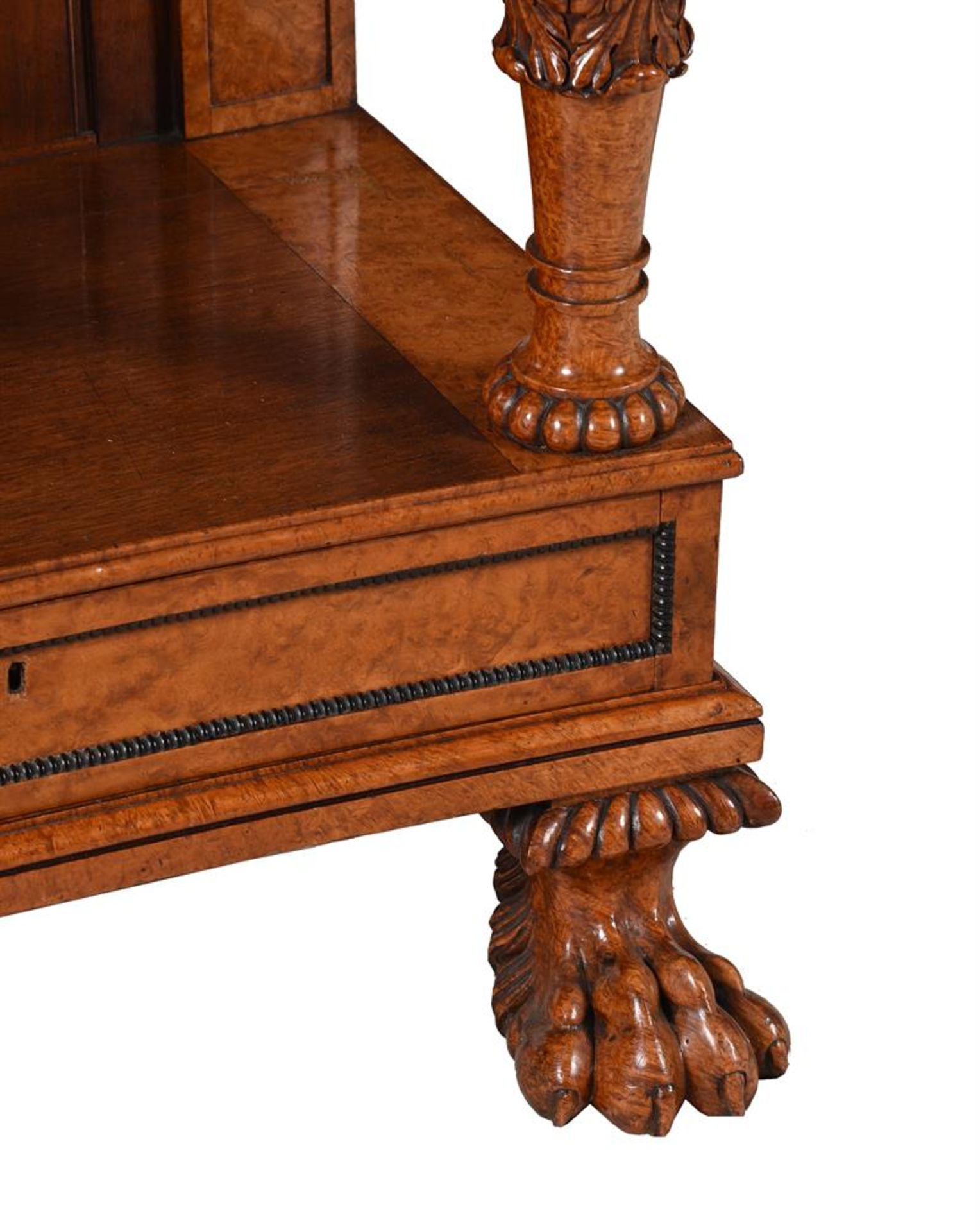 A PAIR OF AMBOYNA & MAHOGANY CONSOLE TABLES, IN GEORGE IV STYLE, 20TH CENTURY - Bild 3 aus 6